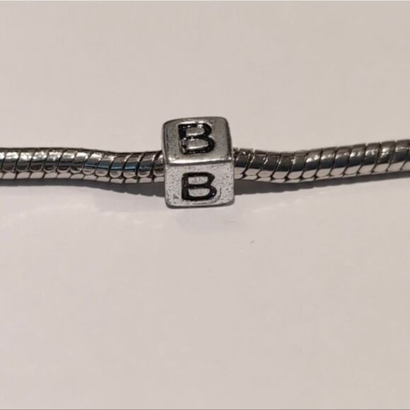 Silver B Spacer Charm for Pandora Style Bracelet - Picture 3 of 5